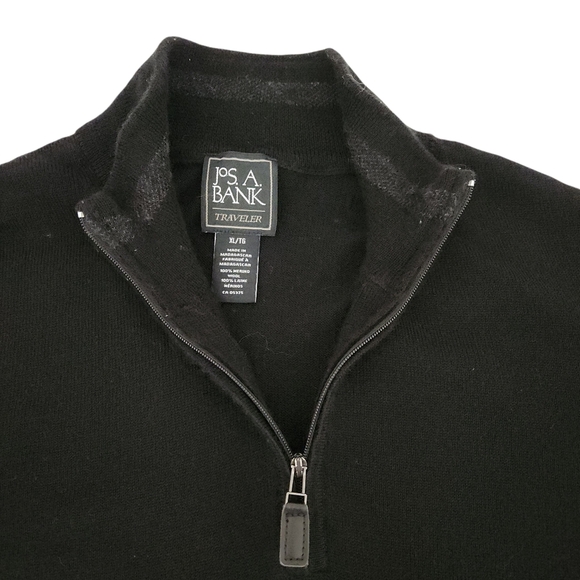 JOS. A. BANK Traveler 1/4 Zip Merino Wool black Sweater xl - Picture 4 of 10